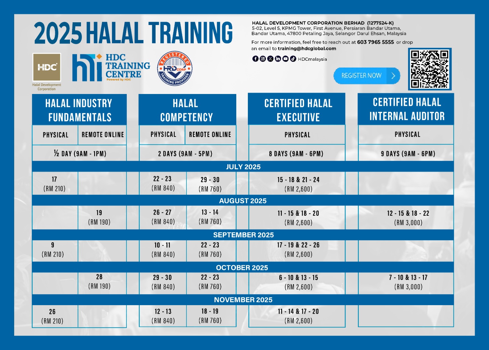 Halal Training Calendar 2025 English