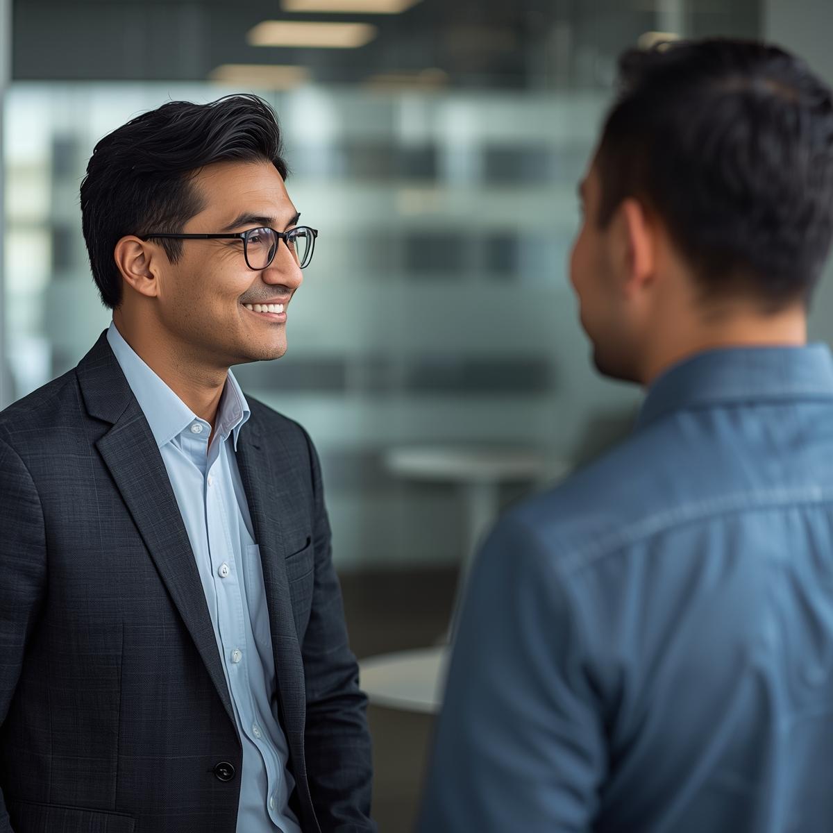 corpoate image man talking to customer